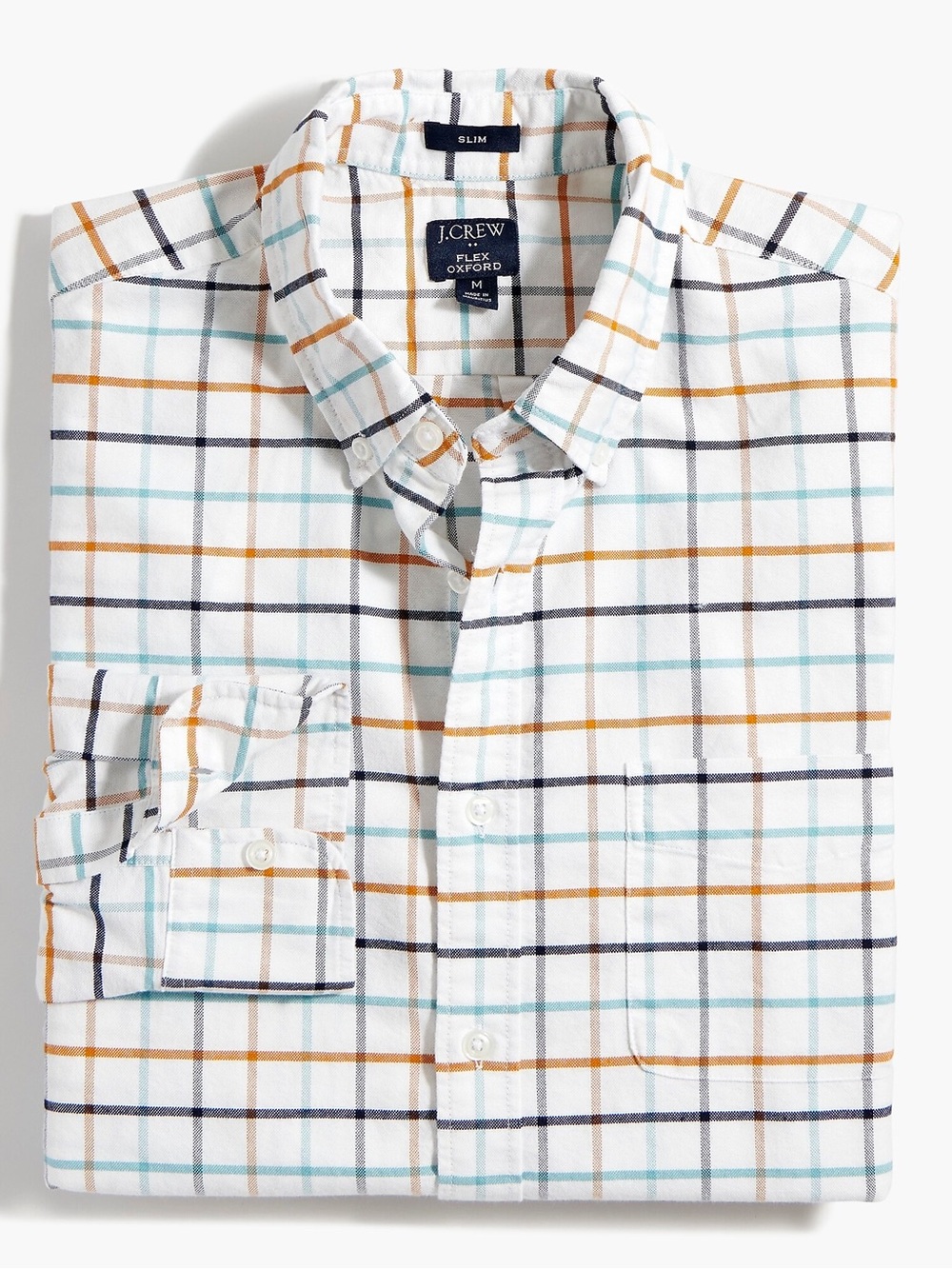 J.Crew Men's Tattersall Flex Oxford Shirt Slim | Oxford Roberts Copper S | L